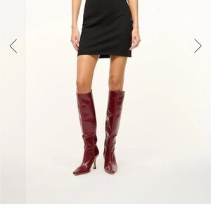 STAUD cami knee high red leather boots